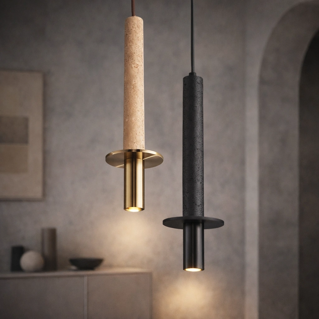 Kintsura – lampa wisząca z trawertynu inspirowana japońskim minimalizmem i ideą