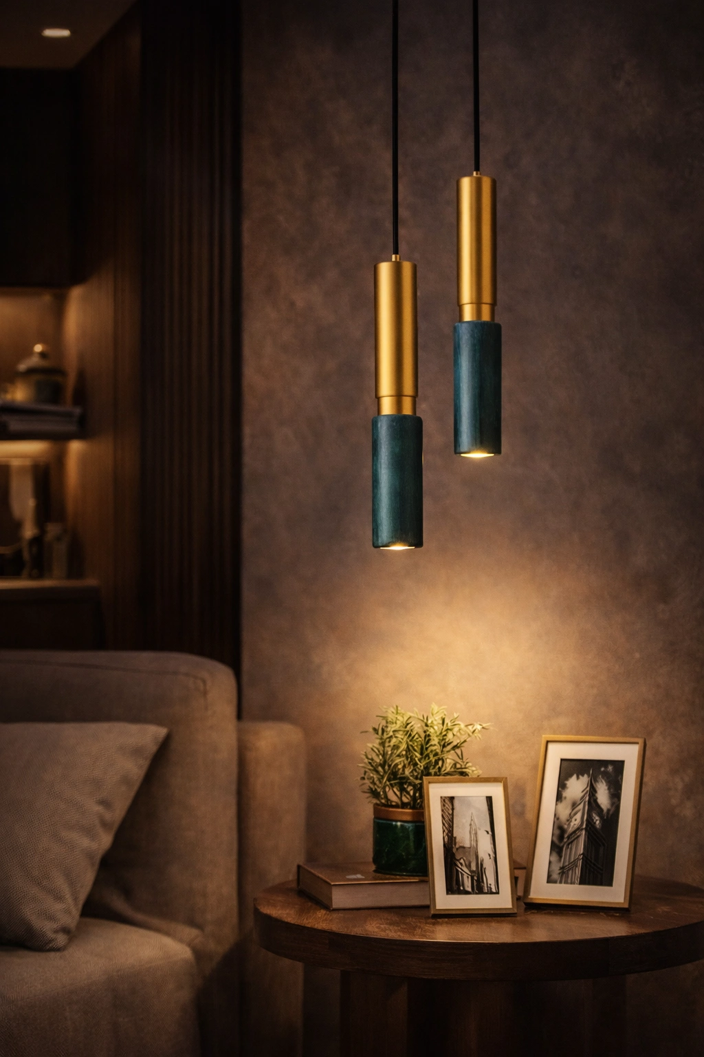 MARBELLIA – Marmurowa Lampa Wisząca LED z Eleganckimi Złotymi Akcentami