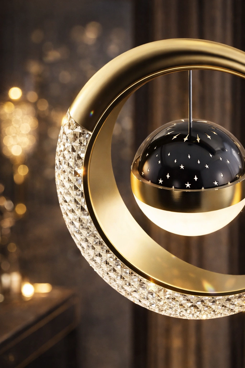 Złota lub czarna lampa księżycowa – design, który buduje nastrój