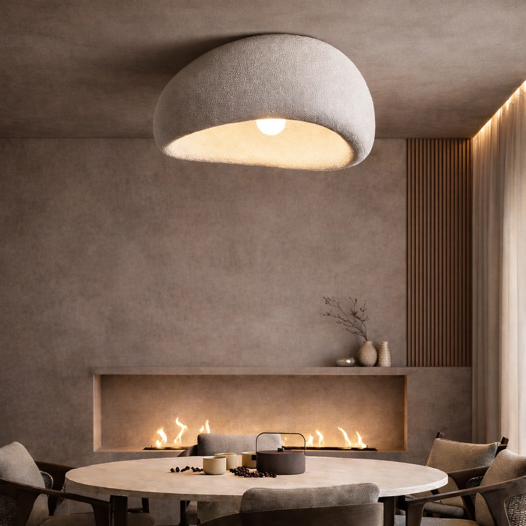 SAKKA – plafon Japandi z fakturą kamienia | minimalistyczna lampa sufitowa LED