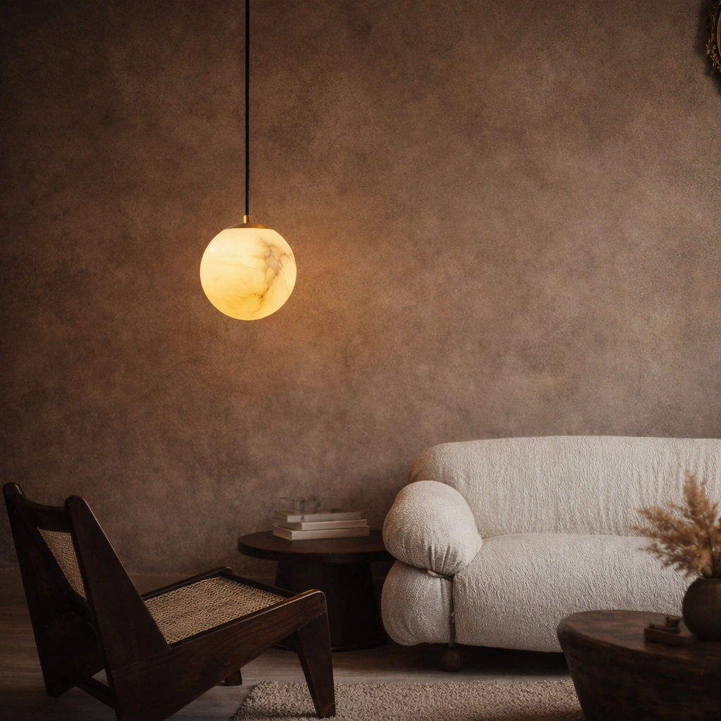 Naturalna struktura kamienia sprawia, że każda lampa jest unikatowa – subtelne ż