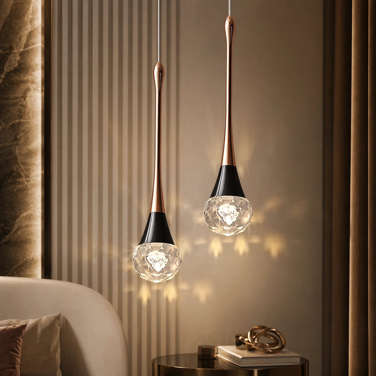 AURINDEL – Kryształowa Lampa Wisząca LED Złoto-Czarna
