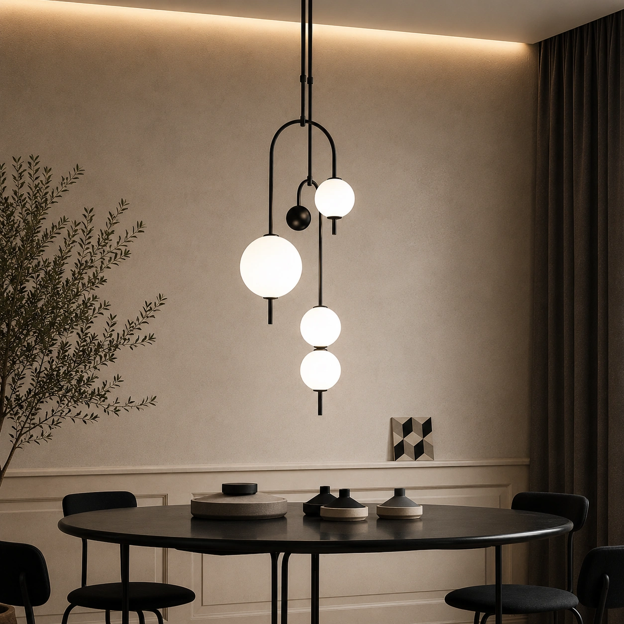 LUNOVA – Designerska lampa wisząca LED z mlecznymi kulami