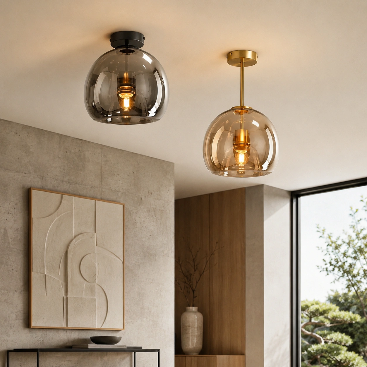 AMBRÉA – designerska lampa sufitowa ze szklanym kloszem