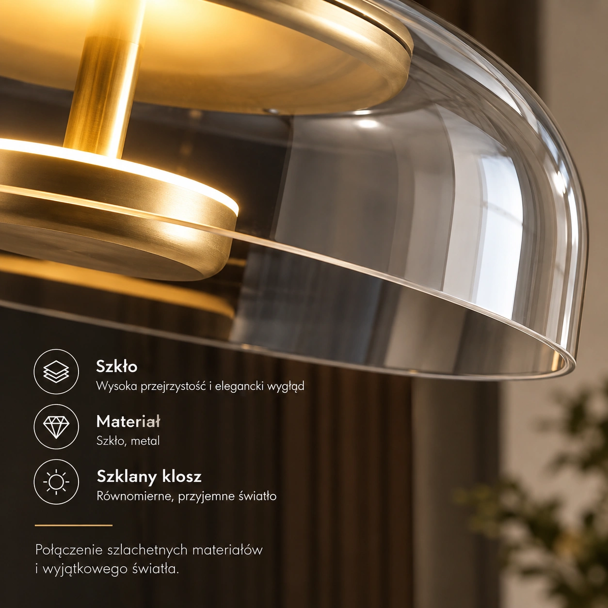 Szklana lampa wisząca LED ARQENA – subtelna forma z wyrazistym detalem Najbardzi