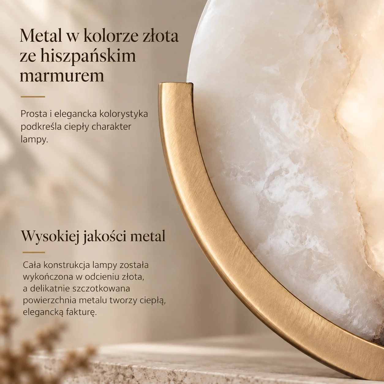Każda lampa może wyglądać nieco inaczej Marmur jest materiałem naturalnym, dlate